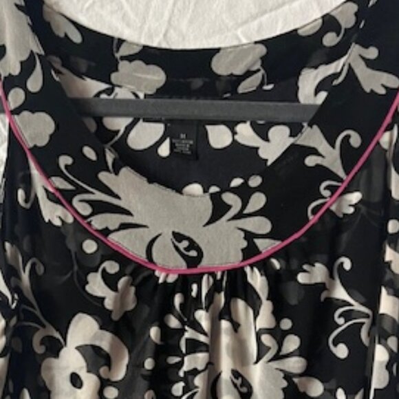 INC International Concepts Halter Top Black White floral pink trim mesh Medium M - Picture 5 of 7